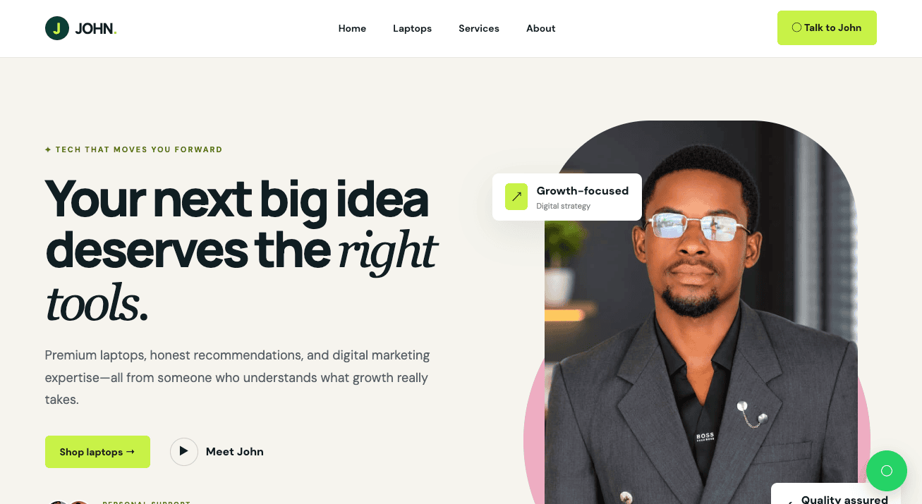 Digital Marketer Portfolio Website landing page preview