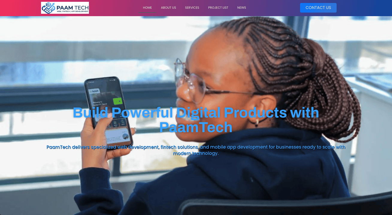 PAAM Digital Transformation landing page preview